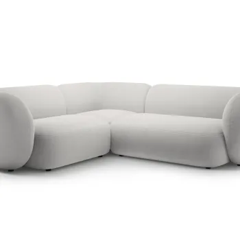 Coltar dreapta 4 locuri, Kate, Micadoni, 252x220x76 cm, catifea, gri deschis imagine