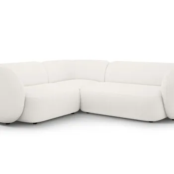 Coltar dreapta 4 locuri, Kate, Micadoni, 252x220x76 cm, tesatura boucle, alb imagine