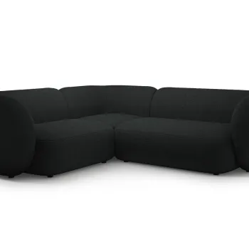 Coltar dreapta 4 locuri, Kate, Micadoni, 252x220x76 cm, tesatura boucle, negru imagine