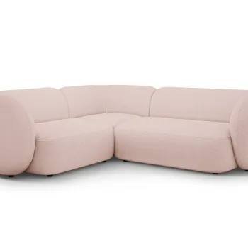 Coltar dreapta 4 locuri, Kate, Micadoni, 252x220x76 cm, tesatura boucle, roz pudra imagine