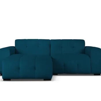 Coltar dreapta 4 locuri, Kendal, Micadoni Home, BL, 256x173x79 cm, catifea, albastru navy imagine