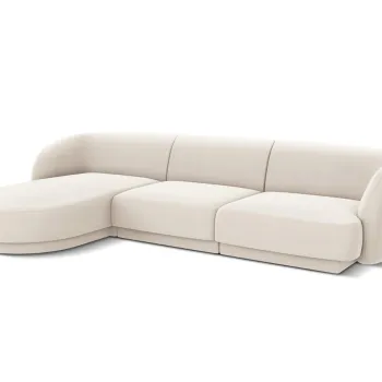 Coltar dreapta 4 locuri, Miley, Micadoni Home, BL, 259x155x74 cm, catifea, bej deschis imagine