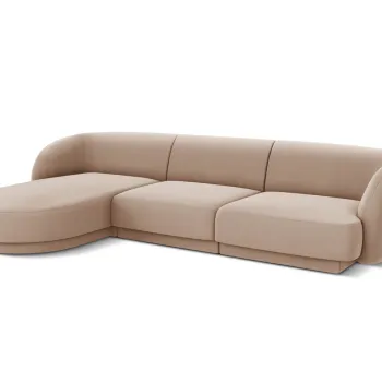 Coltar dreapta 4 locuri, Miley, Micadoni Home, BL, 259x155x74 cm, catifea, cappuccino imagine