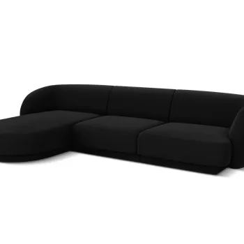 Coltar dreapta 4 locuri, Miley, Micadoni Home, BL, 259x155x74 cm, catifea, negru imagine