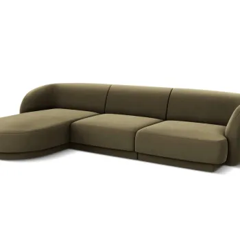 Coltar dreapta 4 locuri, Miley, Micadoni Home, BL, 259x155x74 cm, catifea, verde imagine