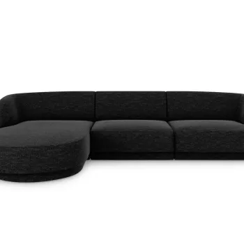 Coltar dreapta 4 locuri, Miley, Micadoni Home, BL, 259x155x74 cm, poliester chenille, negru imagine