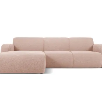 Coltar dreapta 4 locuri, Molino-101, Micadoni Home, 250x170x72 cm, tesatura boucle, roz pudra imagine