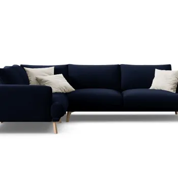 Coltar dreapta 4 locuri, Naomi, Micadoni Home, 280x195x75 cm, catifea, albastru regal imagine