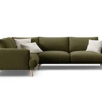 Coltar dreapta 4 locuri, Naomi, Micadoni Home, 280x195x75 cm, catifea, verde imagine