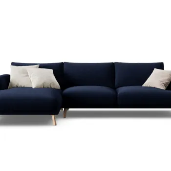 Coltar dreapta 4 locuri, Naomi, Micadoni Home, 285x170x75 cm, catifea, albastru regal imagine