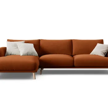 Coltar dreapta 4 locuri, Naomi, Micadoni Home, 285x170x75 cm, catifea, teracota imagine