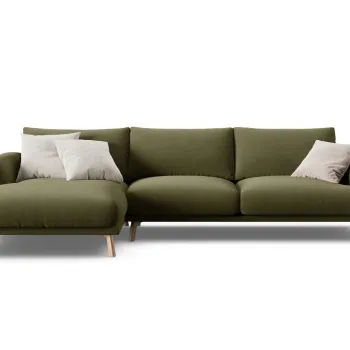 Coltar dreapta 4 locuri, Naomi, Micadoni Home, 285x170x75 cm, catifea, verde imagine