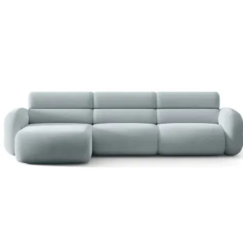 Coltar dreapta 4 locuri, Neo, Micadoni Home, 305x165x83 cm, tesatura Boucle, albastru deschis imagine
