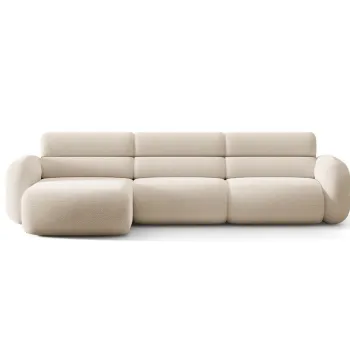 Coltar dreapta 4 locuri, Neo, Micadoni Home, 305x165x83 cm, tesatura Boucle, bej imagine