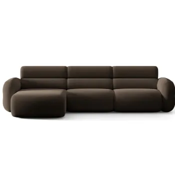 Coltar dreapta 4 locuri, Neo, Micadoni Home, 305x165x83 cm, tesatura Boucle, maro imagine