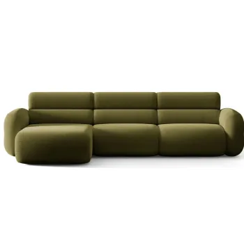 Coltar dreapta 4 locuri, Neo, Micadoni Home, 305x165x83 cm, tesatura Boucle, verde oliv inchis imagine