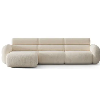 Coltar dreapta 4 locuri, Neo, Micadoni Home, 305x165x83 cm, tesatura Chenille Silencio, bej deschis imagine