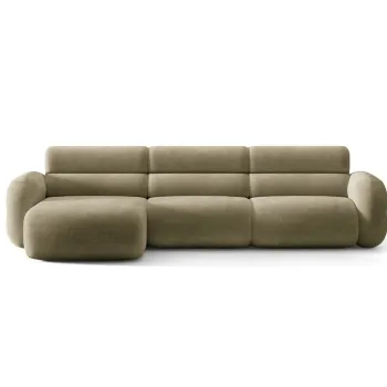 Coltar dreapta 4 locuri, Neo, Micadoni Home, 305x165x83 cm, tesatura Chenille, verde oliv deschis imagine