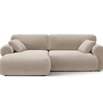 Coltar dreapta 4 locuri, Ophelia, Micadoni Home, 236x164x84 cm, catifea, bej imagine