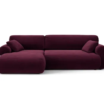 Coltar dreapta 4 locuri, Ophelia, Micadoni Home, 256x164x84 cm, catifea, bordo imagine
