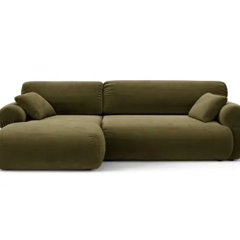 Coltar dreapta 4 locuri, Ophelia, Micadoni Home, 256x164x84 cm, catifea, verde imagine