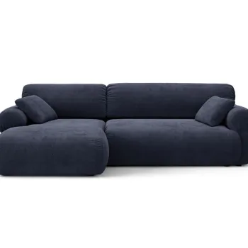 Coltar dreapta 4 locuri, Ophelia, Micadoni Home, 256x164x84 cm, tesatura structurata, albastru navy imagine