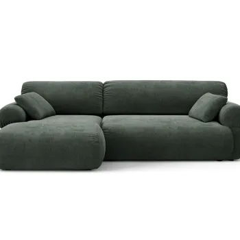Coltar dreapta 4 locuri, Ophelia, Micadoni Home, 256x164x84 cm, tesatura structurata, verde muschi imagine