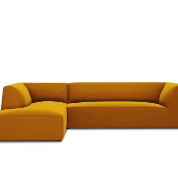 Coltar dreapta 4 locuri, Ruby, Micadoni Home, BL, 273x180x69 cm, catifea, galben imagine