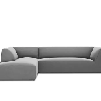 Coltar dreapta 4 locuri, Ruby, Micadoni Home, BL, 273x180x69 cm, catifea, gri imagine