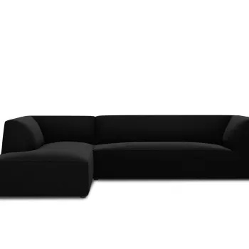 Coltar dreapta 4 locuri, Ruby, Micadoni Home, BL, 273x180x69 cm, catifea, negru imagine