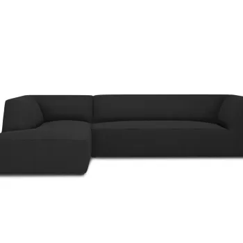 Coltar dreapta 4 locuri, Ruby, Micadoni Home, BL, 273x180x69 cm, poliester, negru imagine