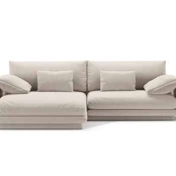 Coltar dreapta 4 locuri, Torino-211, Micadoni Home, 250x170x83 cm, tesatura structurata chenille, bej deschis imagine