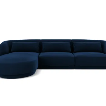 Coltar dreapta 4 locuri, Tulum, Cosmopolitan Design, 255x156x70 cm, catifea, albastru regal imagine