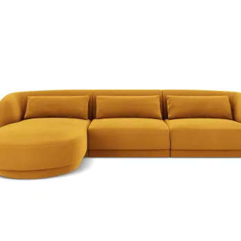 Coltar dreapta 4 locuri, Tulum, Cosmopolitan Design, 255x156x70 cm, catifea, galben imagine
