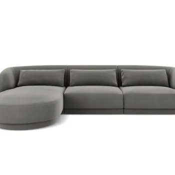 Coltar dreapta 4 locuri, Tulum, Cosmopolitan Design, 255x156x70 cm, catifea, gri deschis imagine