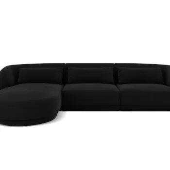 Coltar dreapta 4 locuri, Tulum, Cosmopolitan Design, 255x156x70 cm, catifea, negru imagine