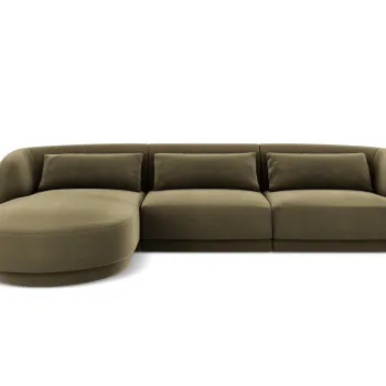 Coltar dreapta 4 locuri, Tulum, Cosmopolitan Design, 255x156x70 cm, catifea, verde imagine