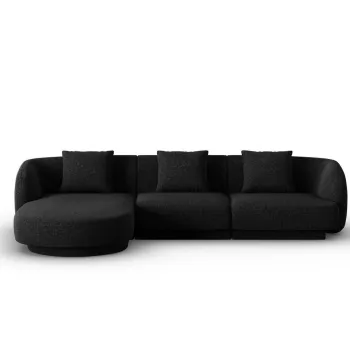 Coltar dreapta 4 locuri, Tulum, Cosmopolitan Design, 255x156x70 cm, tesatura chenille, negru imagine