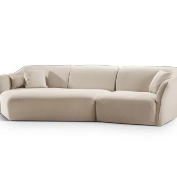 Coltar dreapta 5 locuri, Hailey, Micadoni Home, 292x138x79 cm, tesatura boucle, bej inchis imagine