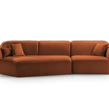 Coltar dreapta 5 locuri, Hailey, Micadoni Home, 292x138x79 cm, tesatura boucle, gri deschis imagine