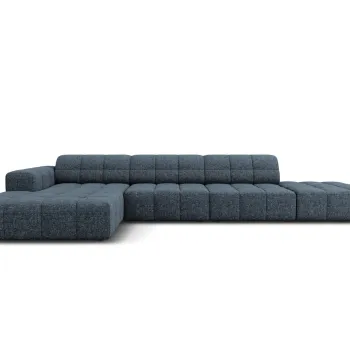 Coltar dreapta 5 locuri, Jennifer-140, Micadoni Home, 341x166x70 cm, tesatura chenille din poliester, albastru regal imagine