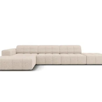 Coltar dreapta 5 locuri, Jennifer-140, Micadoni Home, 341x166x70 cm, tesatura chenille din poliester, bej imagine