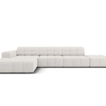 Coltar dreapta 5 locuri, Jennifer-140, Micadoni Home, 341x166x70 cm, tesatura chenille din poliester, gri deschis imagine