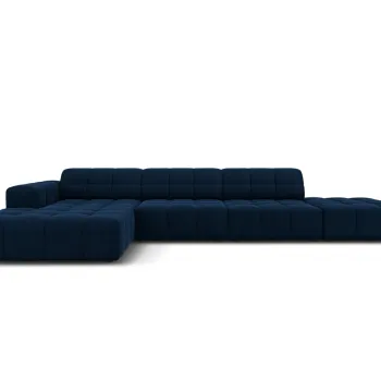 Coltar dreapta 5 locuri, Jennifer-51, Micadoni Home, 341x166x70 cm, catifea, albastru regal imagine