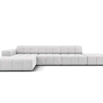 Coltar dreapta 5 locuri, Jennifer-51, Micadoni Home, 341x166x70 cm, catifea, argintiu imagine