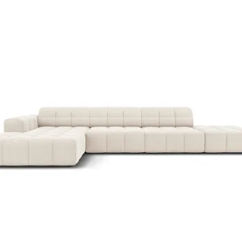 Coltar dreapta 5 locuri, Jennifer-51, Micadoni Home, 341x166x70 cm, catifea, bej deschis imagine