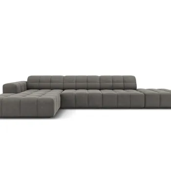 Coltar dreapta 5 locuri, Jennifer-51, Micadoni Home, 341x166x70 cm, catifea, gri deschis imagine