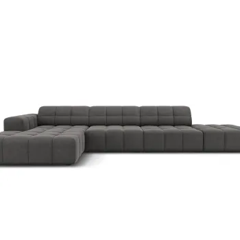 Coltar dreapta 5 locuri, Jennifer-51, Micadoni Home, 341x166x70 cm, catifea, gri imagine