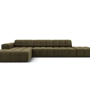 Coltar dreapta 5 locuri, Jennifer-51, Micadoni Home, 341x166x70 cm, catifea, verde imagine