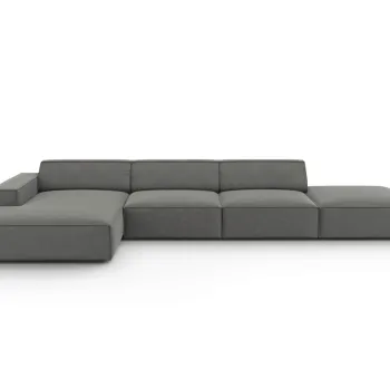 Coltar dreapta 5 locuri, Jodie, Micadoni Home, BL, fara cotiera, 341x166x70 cm, catifea, gri deschis imagine